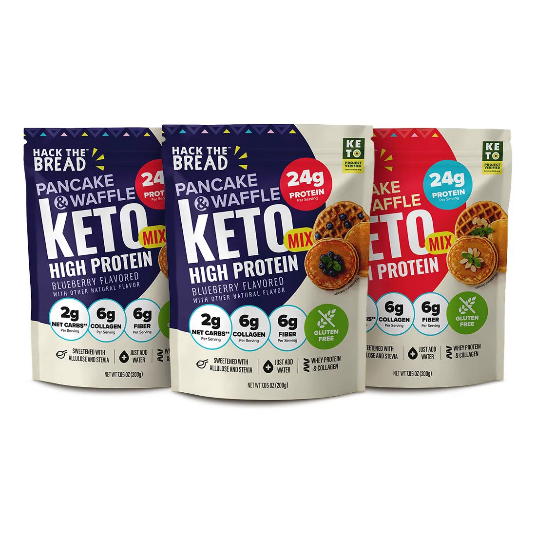3 Pack Original & Blueberry Flavor High Protein Pancake & Waffle Mix